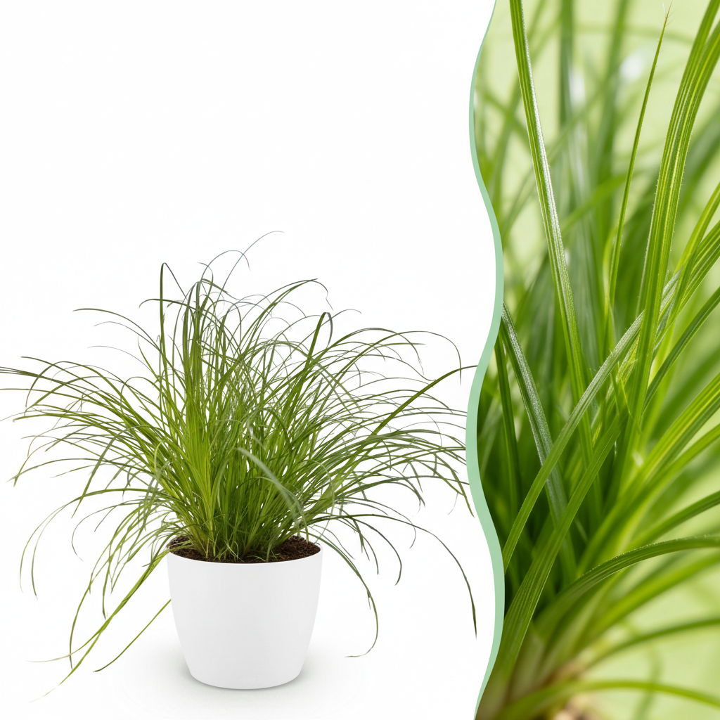 Cyperus alternifolius Zumula - Kattengras - Huisdiervriendelijke Plant - Groen - 1 Plant - met Potter Wit - Pot 12cm - Hoogte 20cm
