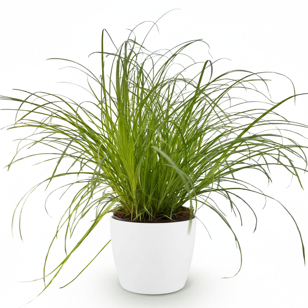 Cyperus alternifolius Zumula - Kattengras - Huisdiervriendelijke Plant - Groen - 1 Plant - met Potter Wit - Pot 12cm - Hoogte 20cm
