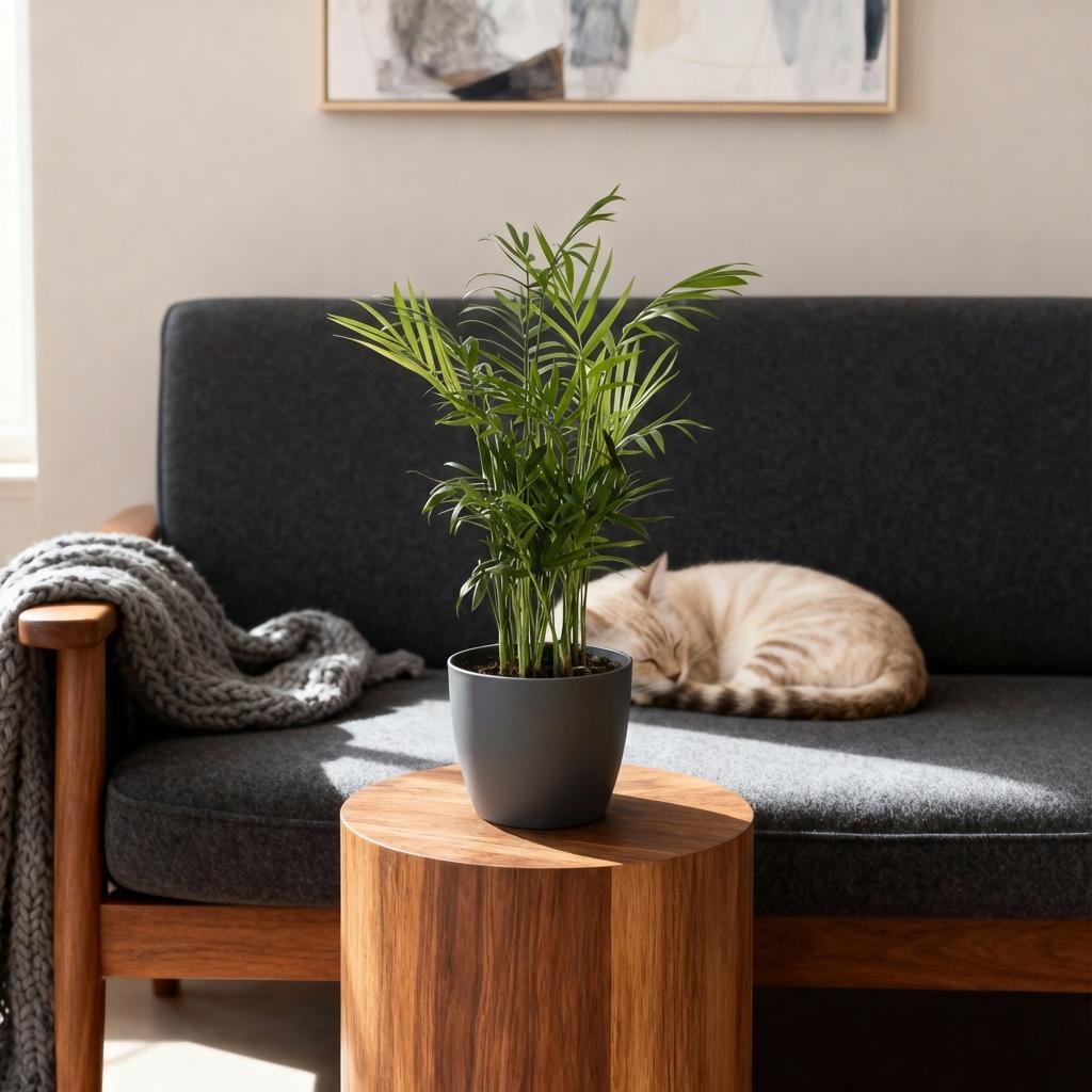 Chamaedorea elegans - Goudpalm - Huisdiervriendelijke Plant - Groen - 4 Planten - met Potter Grijs - Pot 12cm - Hoogte 15cm