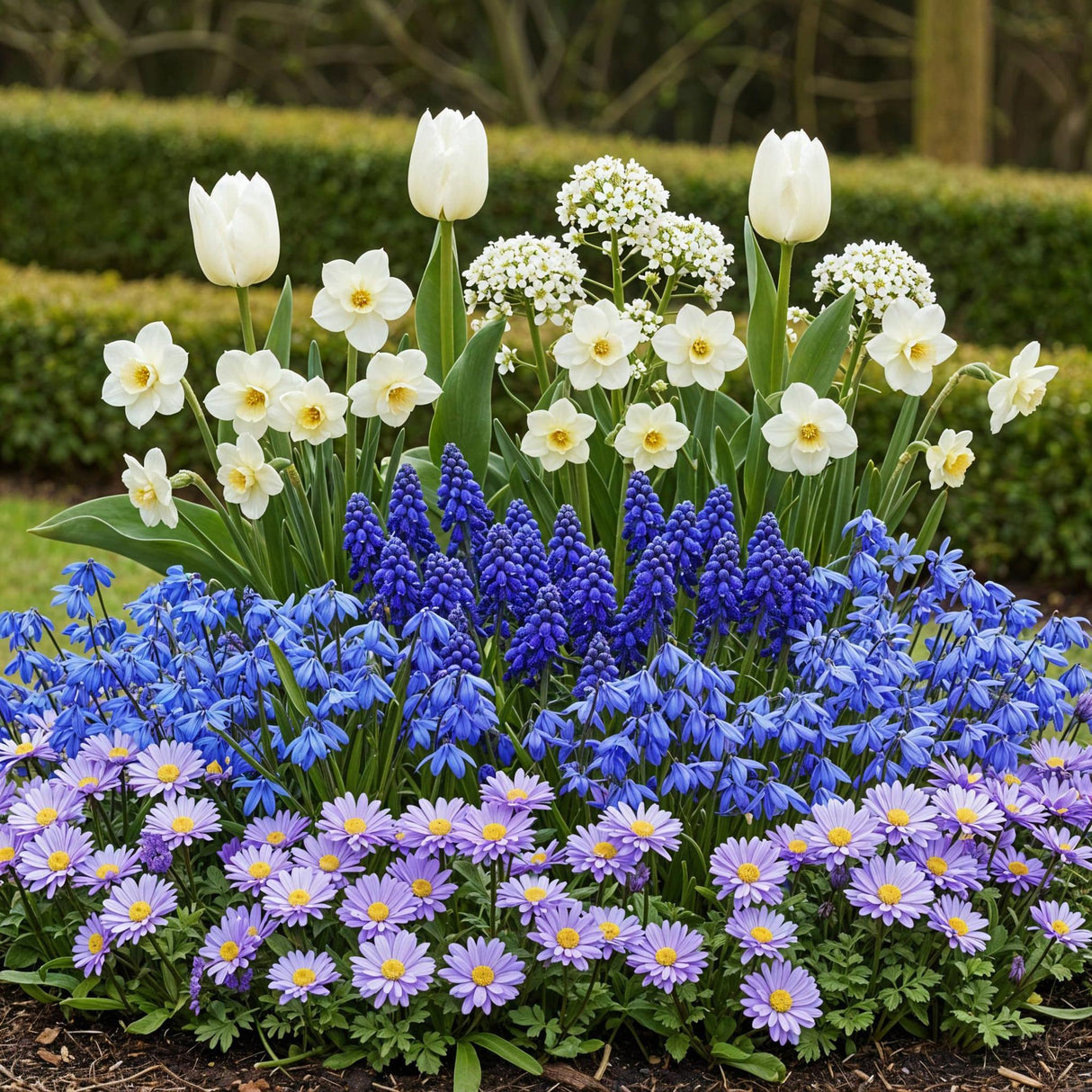 Green boutiQ - Bloembollen - Bulb Garden Blue mix - Diversen soorten - Kleur Blauw - 125 stuks - Gift Verpakking