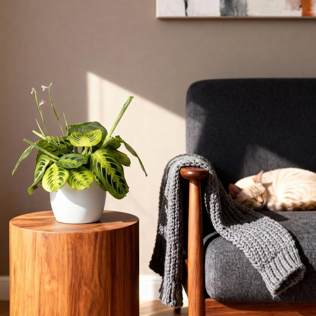 Maranta Fascinator Lemon Lime - Gebedsplant - Huisdiervriendelijke Plant - Groen - 1 Plant - met Potter Wit - Pot 12cm - Hoogte 25cm
