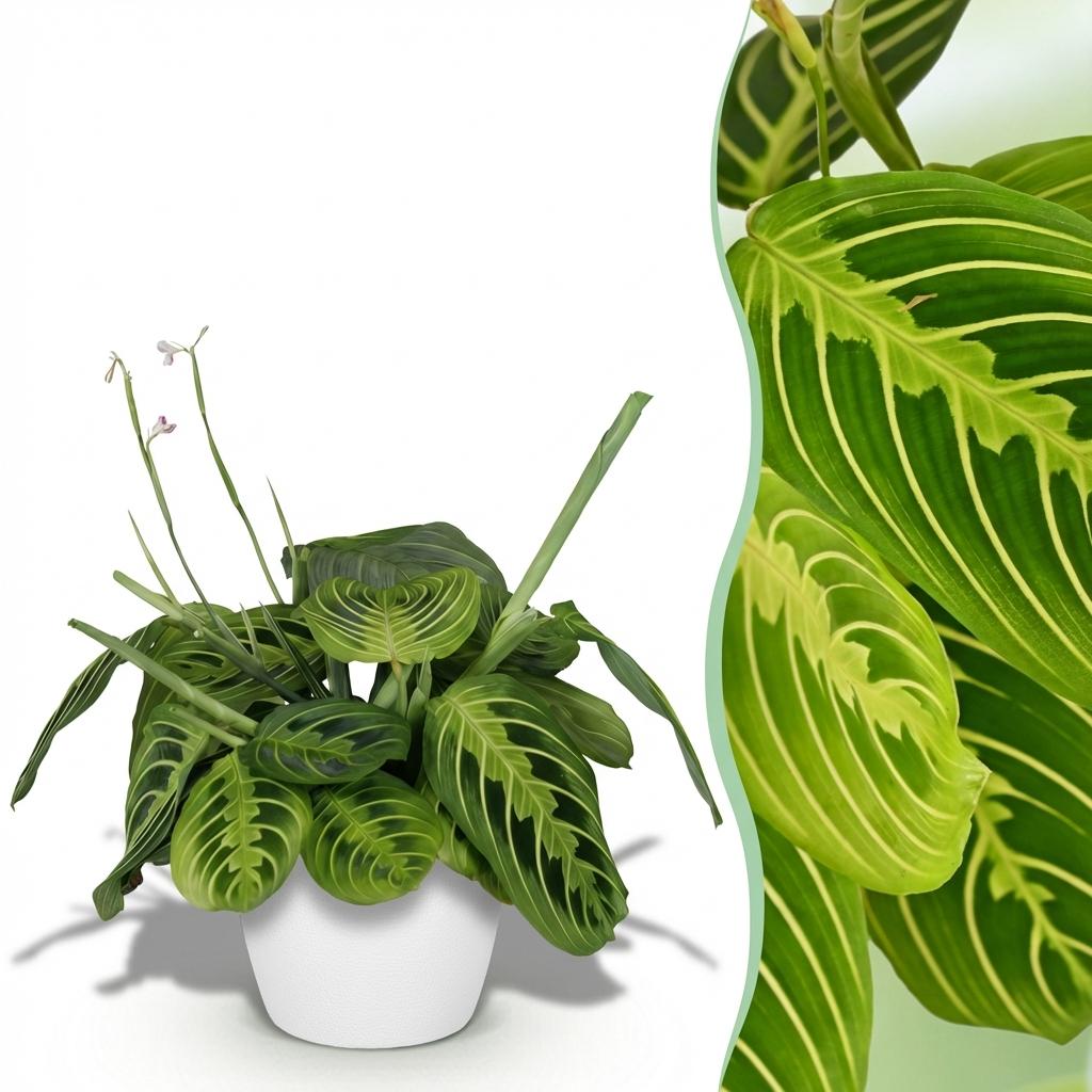 Maranta Fascinator Lemon Lime - Gebedsplant - Huisdiervriendelijke Plant - Groen - 1 Plant - met Potter Wit - Pot 12cm - Hoogte 25cm