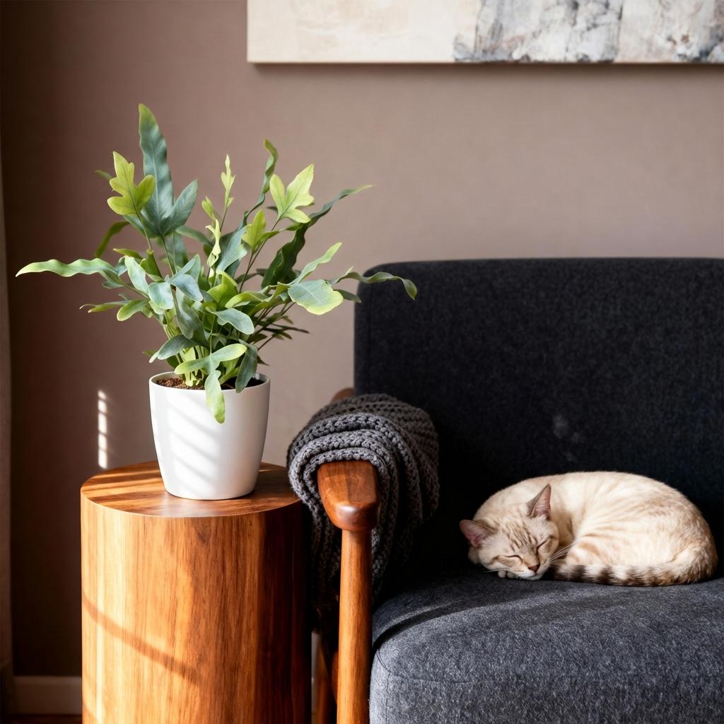 Phlebodium aureum Blue Star - Blauwe Varen - Huisdiervriendelijke Plant - Blauw - 1 Plant - met Potter Wit - Pot 12cm - Hoogte 25cm