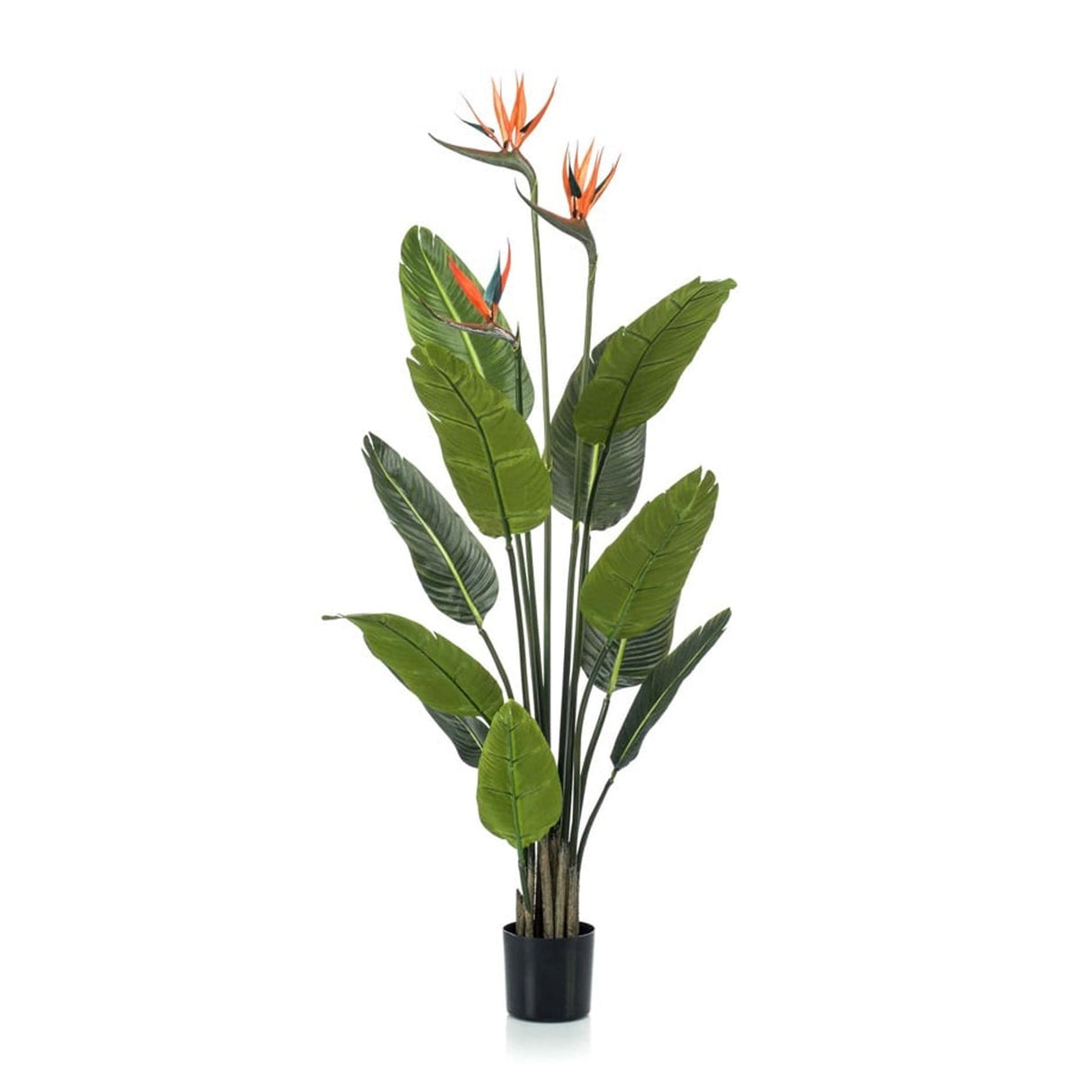Strelitzia avec fleurs - 120cm - En pot noir - Plante artificielle