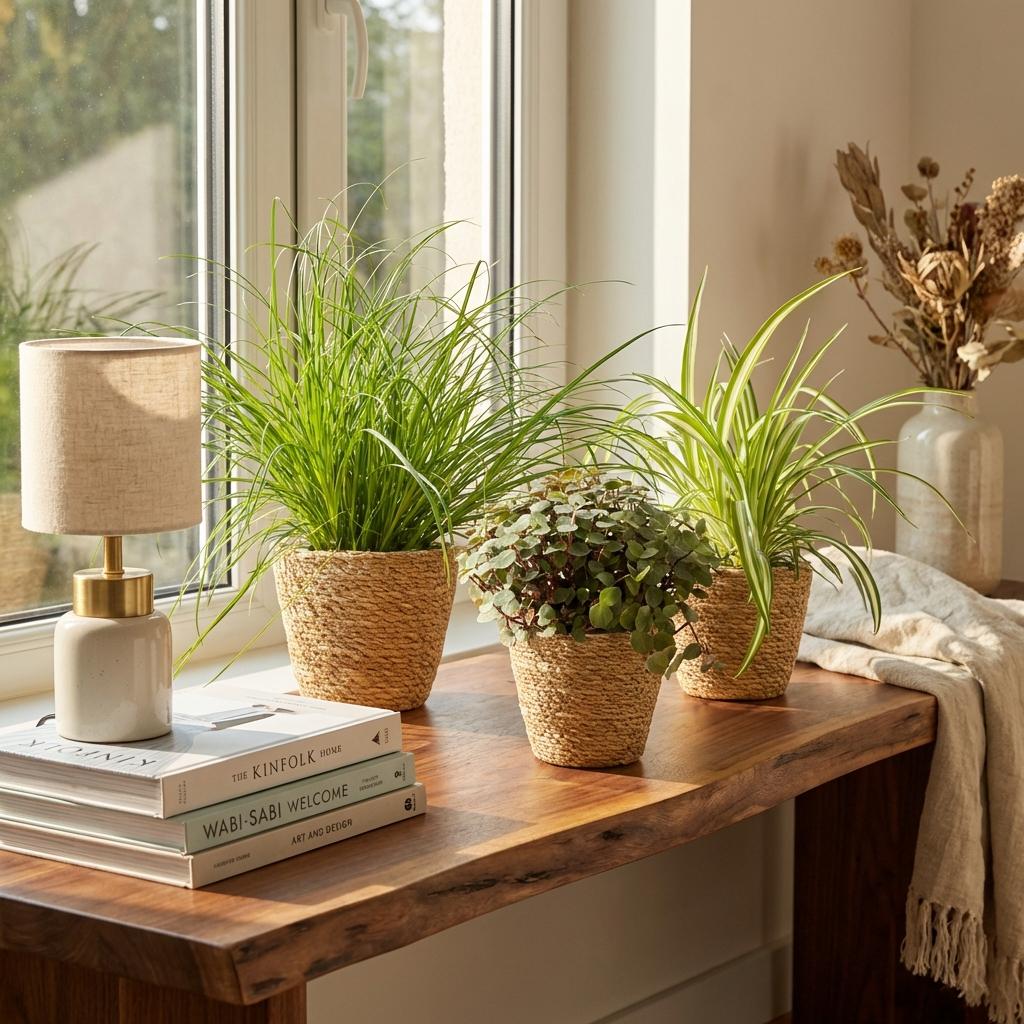 Cyperus - Calissia - Chlorophytum - Mix van 3 - Huisdiervriendelijke Planten - Groen - 3 Planten - met Mand - Pot 12cm - Hoogte 20cm