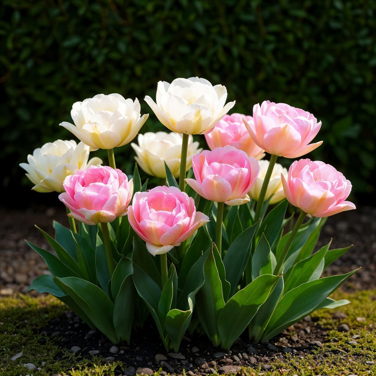 Green boutiQ - Bloembollen - Tulp Double Sensation - Kleur Wit en Roze - 12 stuks - Bolmaat 11/12 - XXL Pack