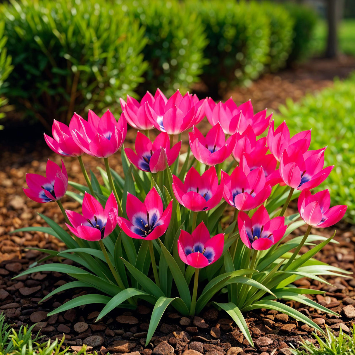 Green boutiQ - Bulbes de fleurs - Tulipe Little Beauty - Couleur Rose foncé - 25 pièces - Taille du bulbe 6/7 - Pack XXL