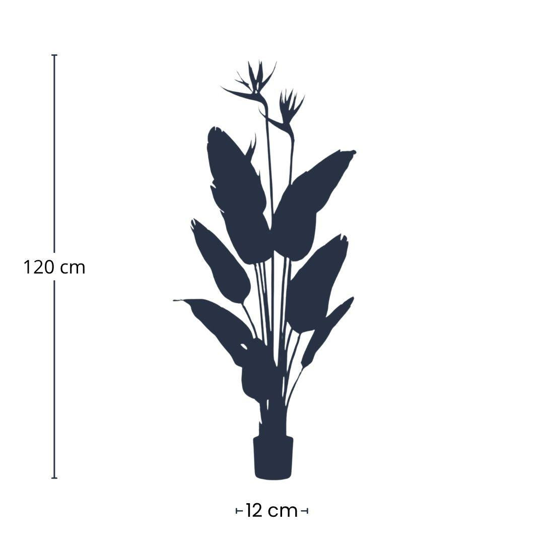 Strelitzia met bloemen - 120cm - In zwarte pot - Kunstplant
