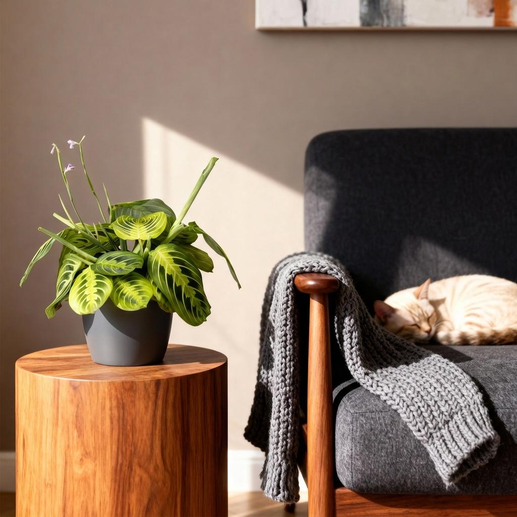 Maranta Fascinator Lemon Lime - Gebedsplant - Huisdiervriendelijke Plant - Groen - 4 Planten - met Potter Grijs - Pot 12cm - Hoogte 25cm